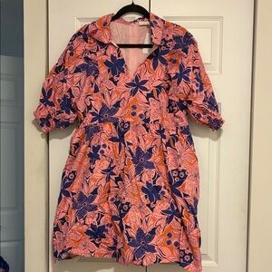 Karlie Pink and Navy Floral Mini Dress